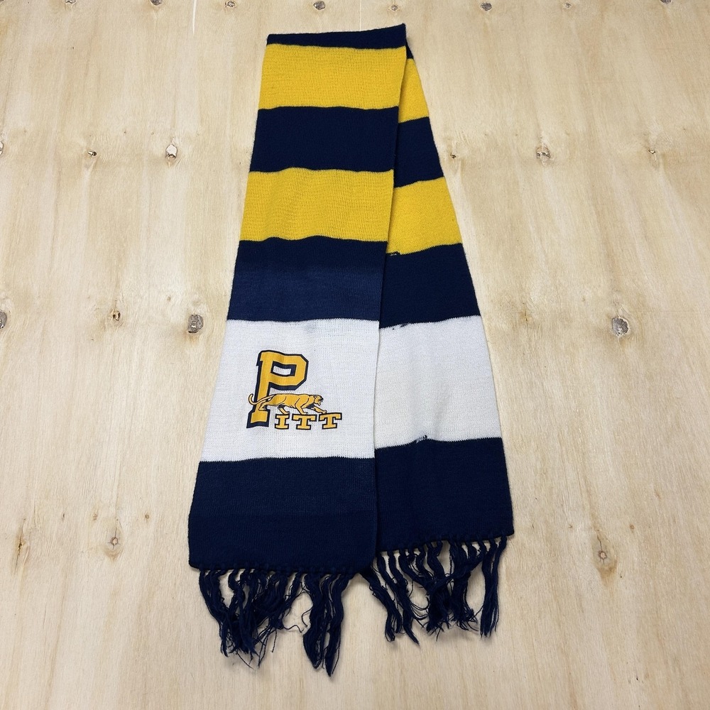 Pittsburgh PITT Scarf Mens One Size Blue Gold White NCAA Football Striped Knit